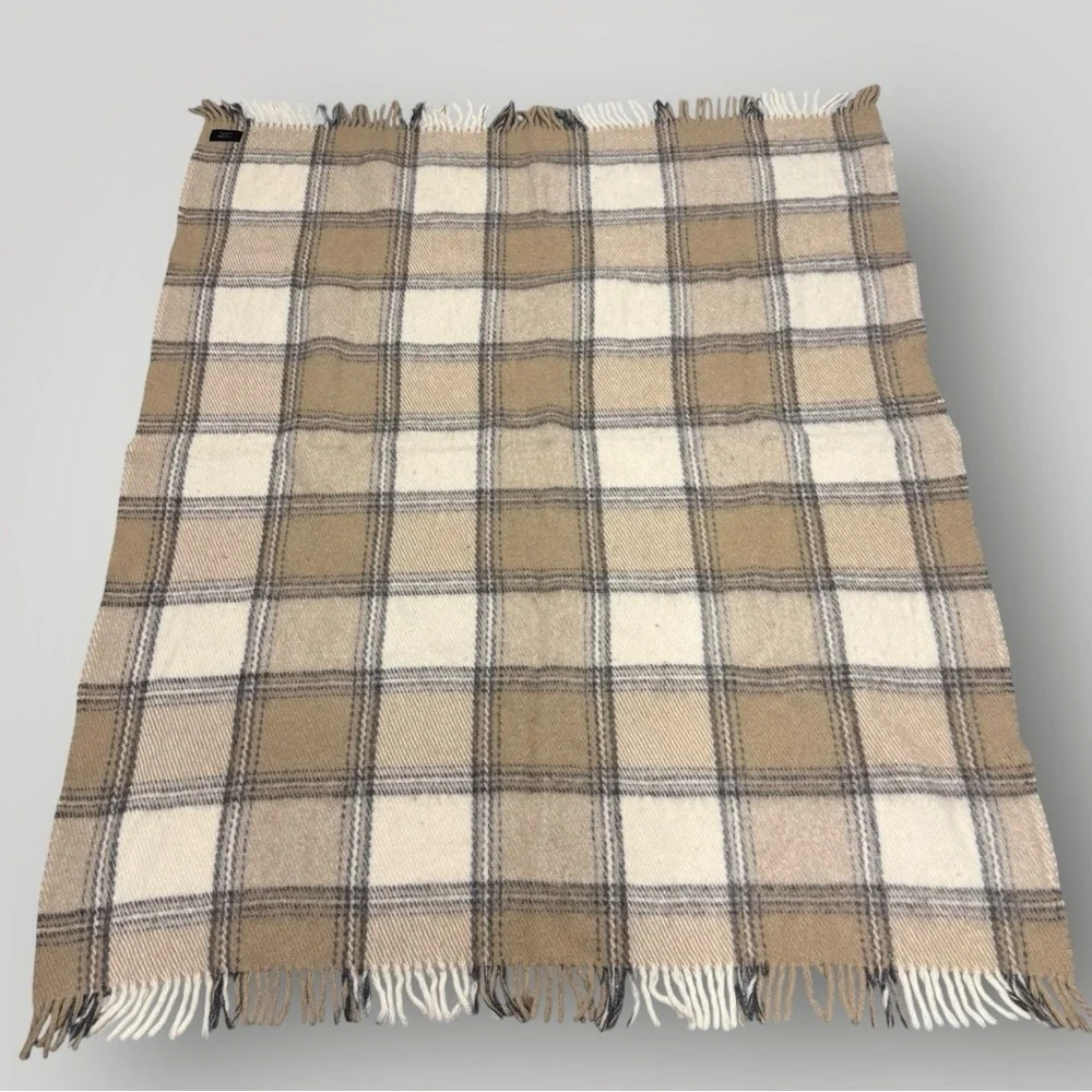 100% Wool Blanket Plaid Made in Latvia‎ Cottagecore 69”c55”